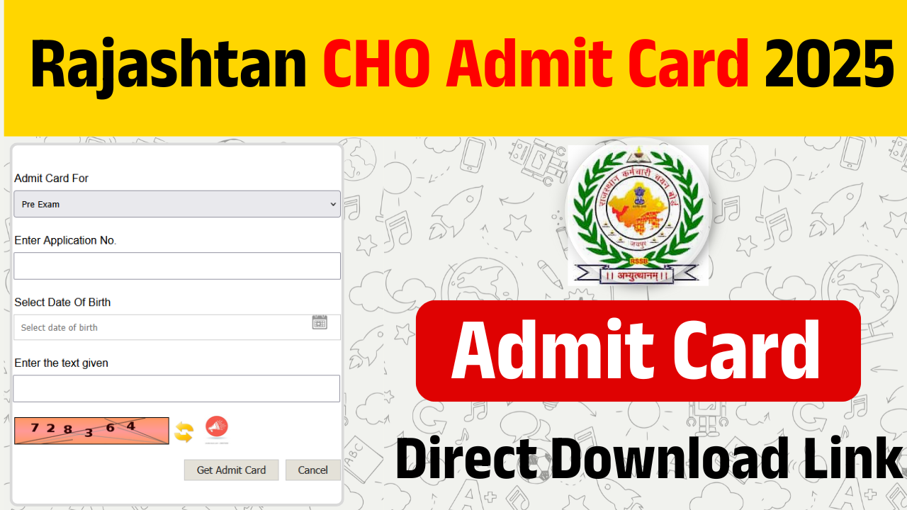 Rajashtan CHO Admit Card 2025